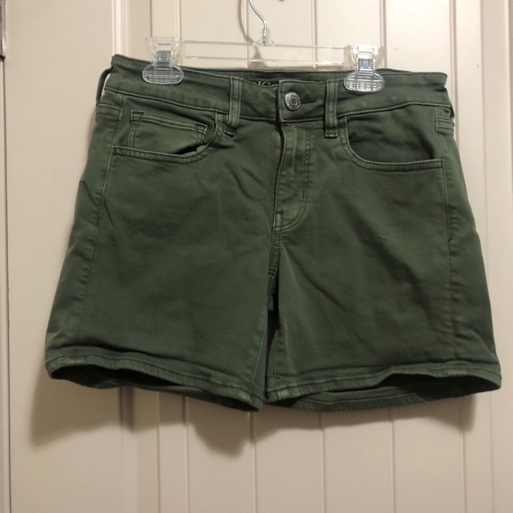 Mid Length Olive Shorts